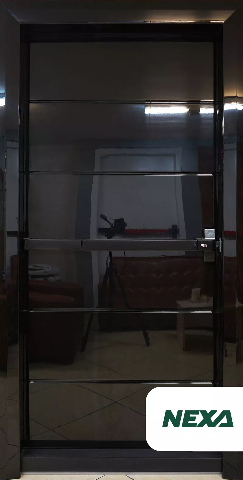 42 Polished Black Fire-Rated Door - Image 1